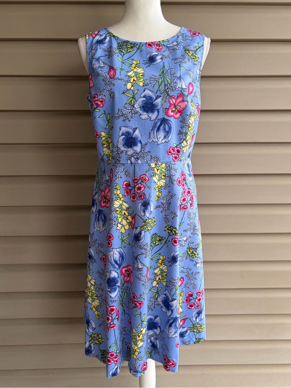 •Talbots• Periwinkle Sleeveless Floral Fit & Flare Dress - Size 10